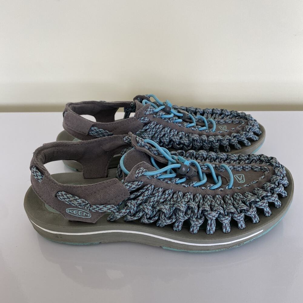 Keen Uneek Shoes Womens Size 7.5 Gray Blue Sandals‎ Outdoor Hiking Comfort